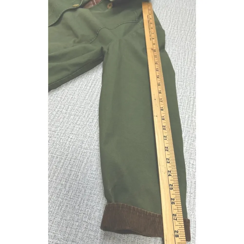 LL Bean Jacket Barn Chore Field Coat Corduroy Trim Flannel Lined Green Women M - Picture 11 of 11
